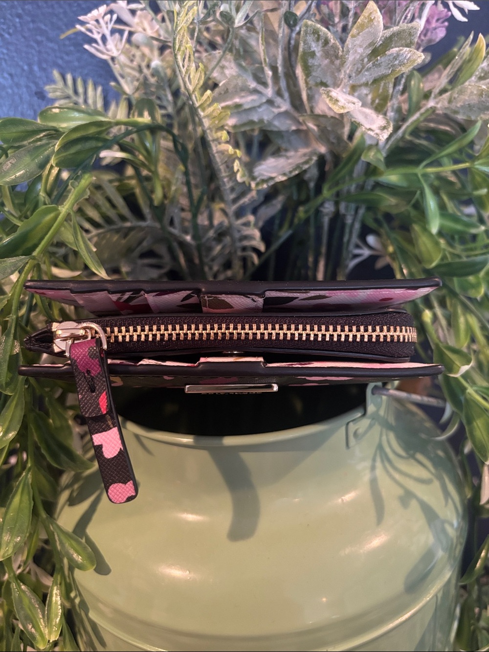 kate spade Black Floral Zip Cosmetic Pouch with Pink & Red Flowers - Picture 3 of 10